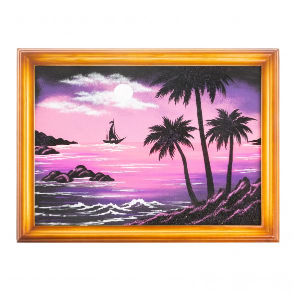 Картина &amp;quot;Морской пейзаж&amp;quot; багет дерево 36х46 см, каменная крошка 111320