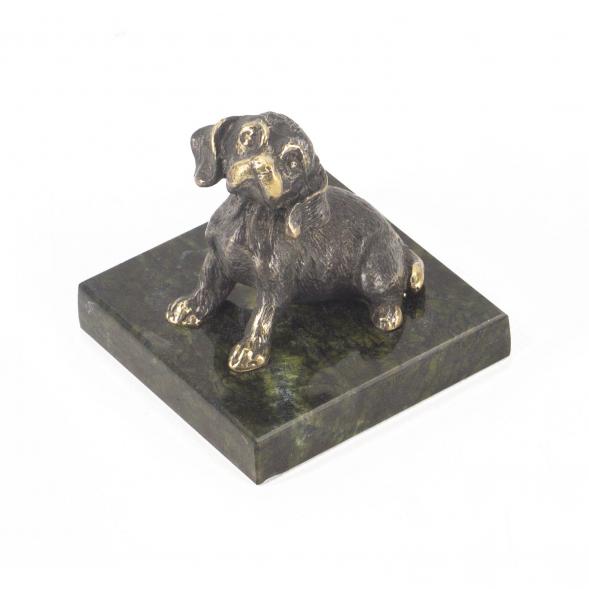 Статуэтка &amp;quot;Собачка средняя №8&amp;quot; бронза змеевик 118762
