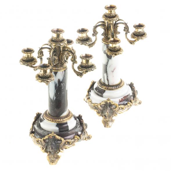 Канделябры из бронзы и мрамора &amp;quot;Барокко&amp;quot; на 5 свечей пара 122160