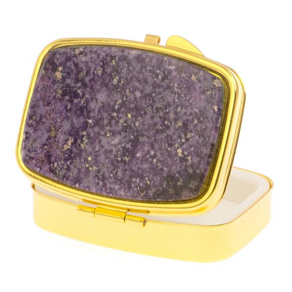 Таблетница на 2 отделения камень флюорит цвет золото 125753