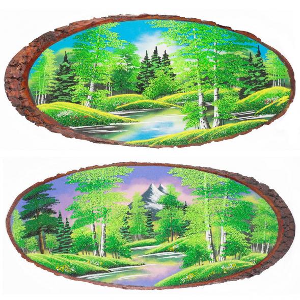 Панно на срезе дерева &amp;quot;Лето&amp;quot; горизонтальное 75-80 см каменная крошка 112246