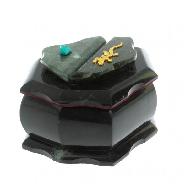 Шкатулка &amp;quot;Ракушка&amp;quot; камень змеевик 14х10х9 см 128533