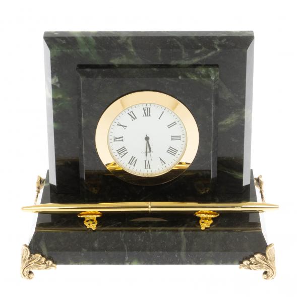 Настольные часы из змеевика 16х10х13,5 см 129753