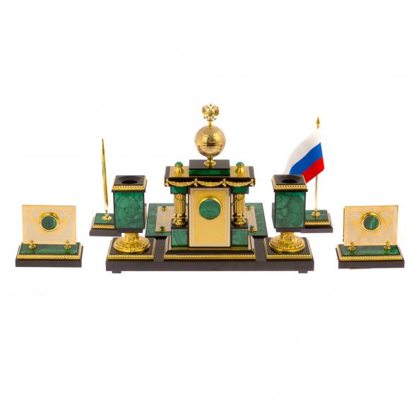 Письменный набор из малахита &amp;quot;Держава&amp;quot; Златоуст 125280