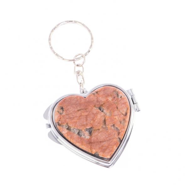 Складное зеркало брелок из камня пегматит Сердце 126656