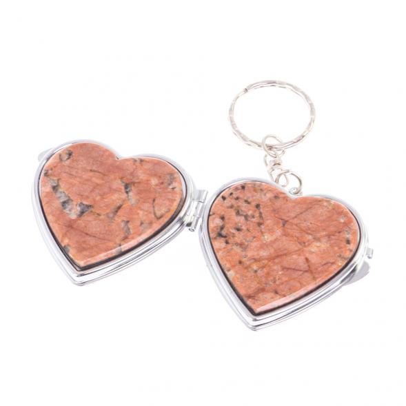 Складное зеркало брелок из камня пегматит Сердце 126656