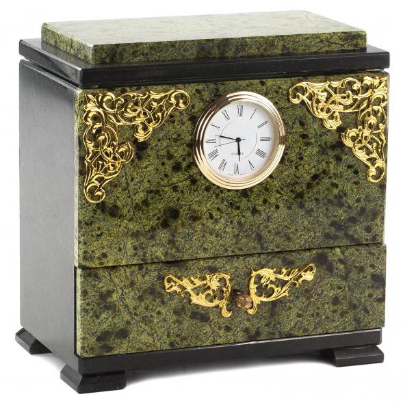 Шкатулка с часами из змеевика 120912