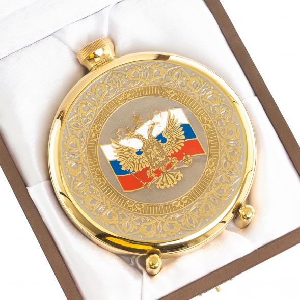 Фляжка &amp;quot;Герб России с флагом&amp;quot; Златоуст 123542