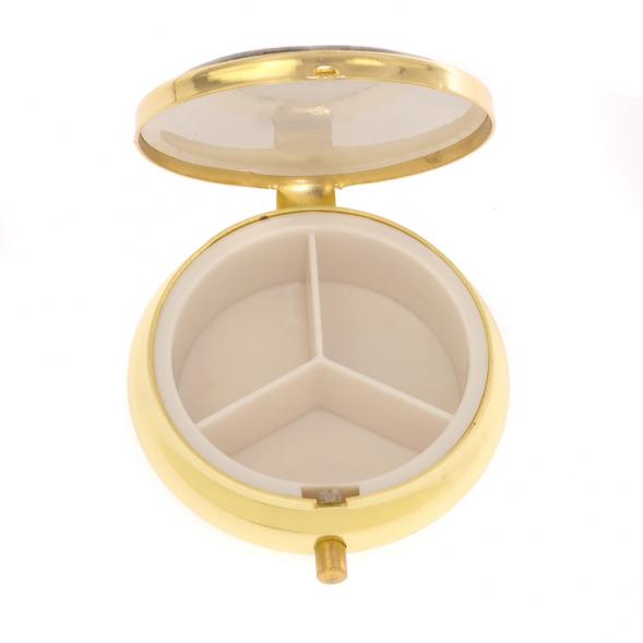 Таблетница на 3 отделения камень флюорит цвет золото 125755