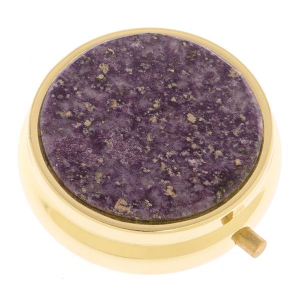 Таблетница на 3 отделения камень флюорит цвет золото 125755