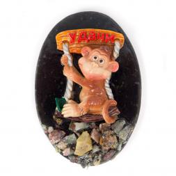 Магнит "Обезьянка на качелях "Удачи" змеевик