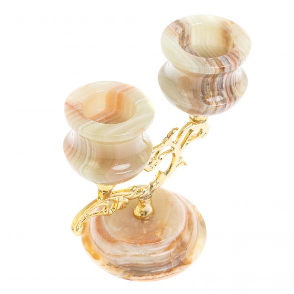 Подсвечник двухрожковый из оникса 11,5х11,5х13,5 см 126427