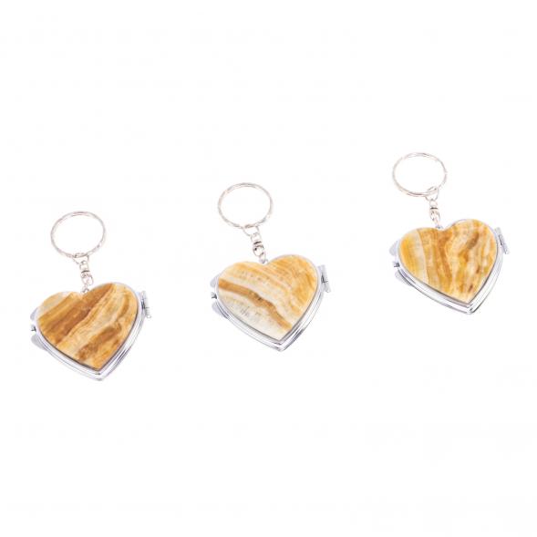 Складное зеркало брелок из оникса сердце 126583