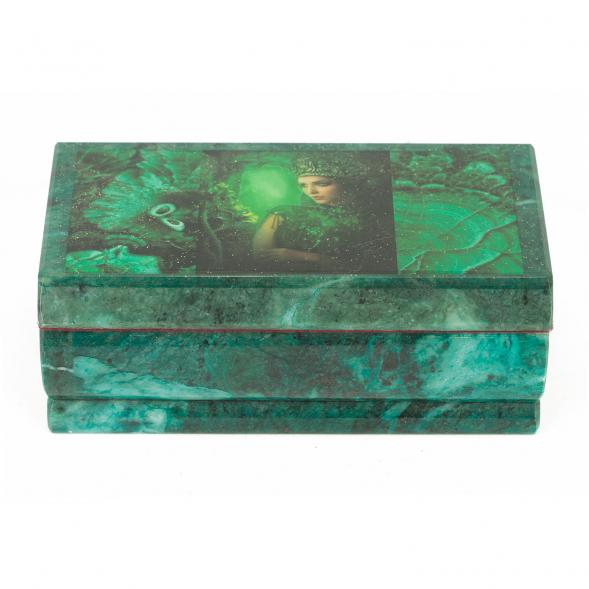 Шкатулка Хозяйка медной горы змеевик 14х7,5х6 см 118638