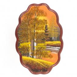 Панно овальное "Осень золотая" 25х16 см каменная крошка