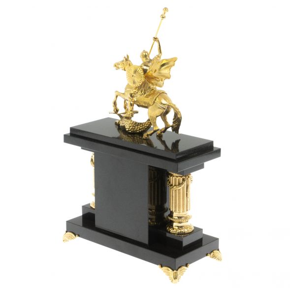 Часы из малахита &amp;quot;Георгий Победоносец&amp;quot; 129280