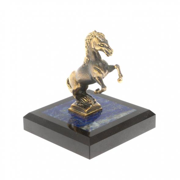 Бронзовая статуэтка &amp;quot;Конь на дыбах&amp;quot; на подставке из лазурита 129823