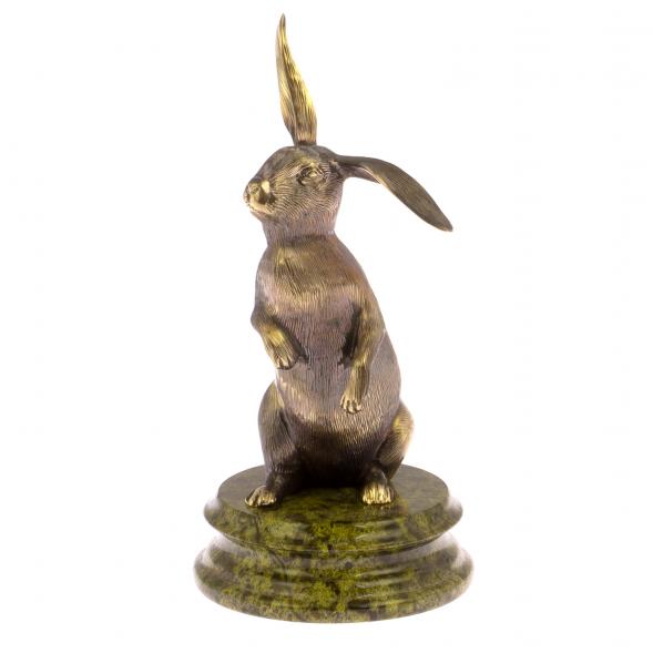 Статуэтка &amp;quot;Кролик&amp;quot; из бронзы на подставке из змеевика 125282