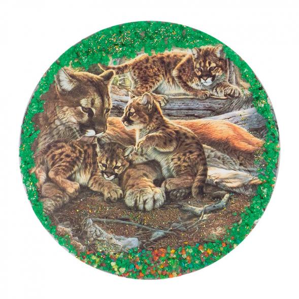 Магнит с рисунком &amp;quot;Львиное семейство&amp;quot; змеевик 110х110 мм 95 гр. 117772