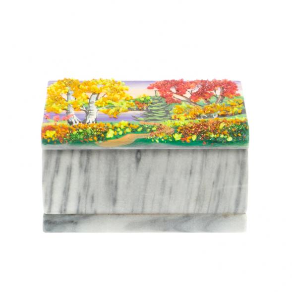 Шкатулка с рисунком &amp;quot;Осень&amp;quot; серый мрамор 10х6,5х6 см 127518