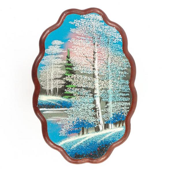 Панно овальное &amp;quot;Зима&amp;quot; 25х16 см каменная крошка 119529