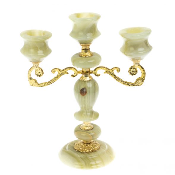 Подсвечник из оникса на три свечи 20,5х10х24 см 128829