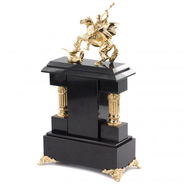 Интерьерные часы из малахита &amp;quot;Святой Георгий Победоносец&amp;quot; бронза 120271