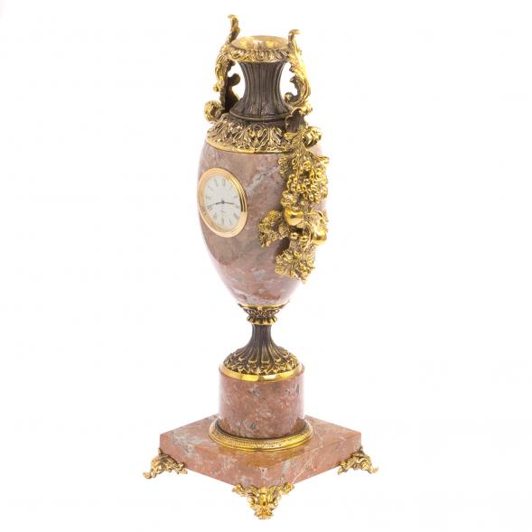 Ваза с часами &amp;quot;Виноград&amp;quot; камень креноид бронза 125756