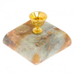 Подсвечник церковный из офиокальцита 4,5х4,5х3,5 см