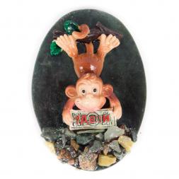 Магнит "Обезьянка на ветке "Удачи" змеевик