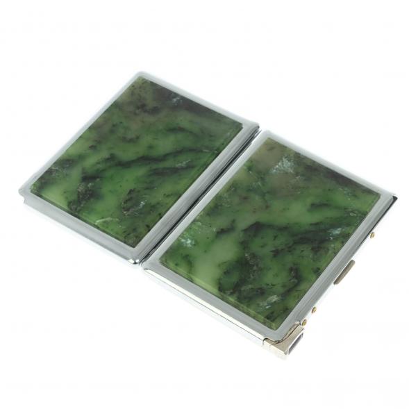 Портсигар 10 сигарет с зажигалкой камень нефрит 128682