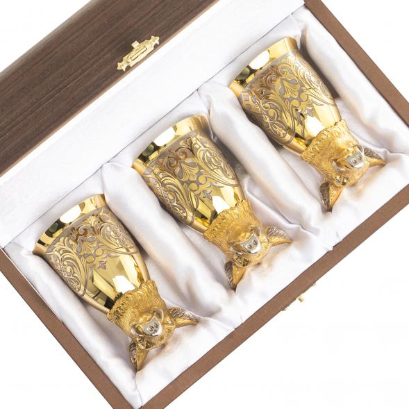 Стопки перевертыши &amp;quot;Кабан&amp;quot; 70 мл 3 шт в подарочной упаковке Златоуст 123640