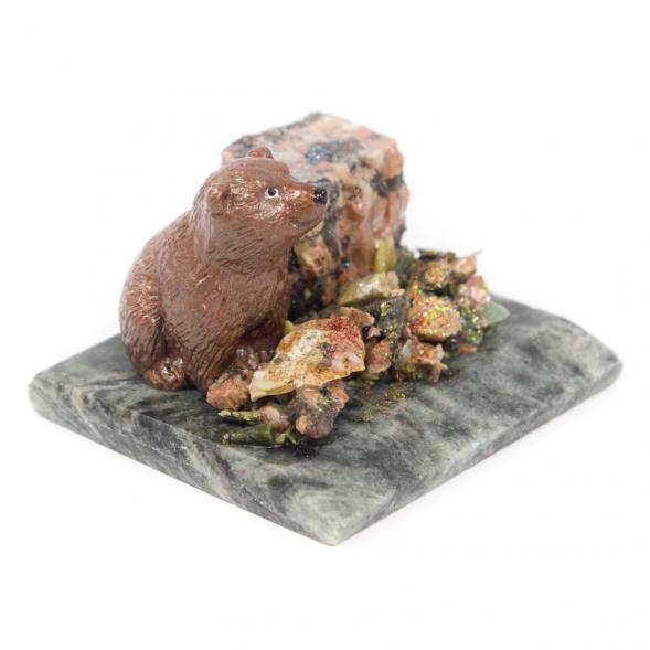 Сувенир &amp;quot;Мишка сидит&amp;quot; змеевик 116550