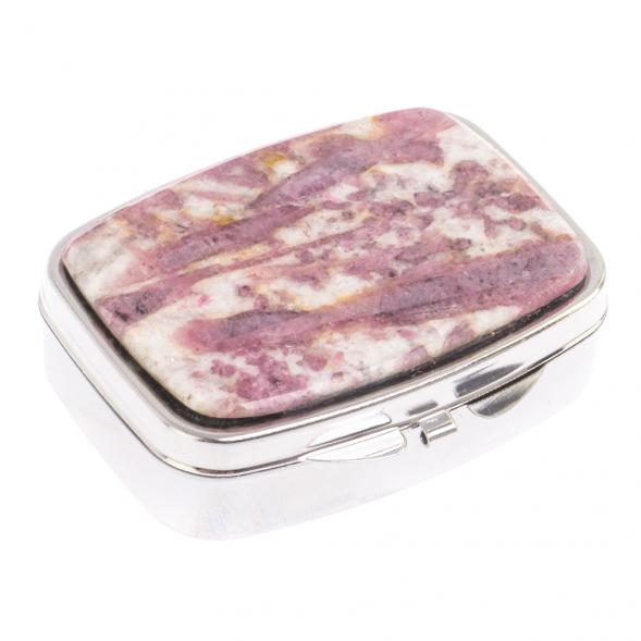 Таблетница на 2 отделения камень турмалин цвет серебро 126509