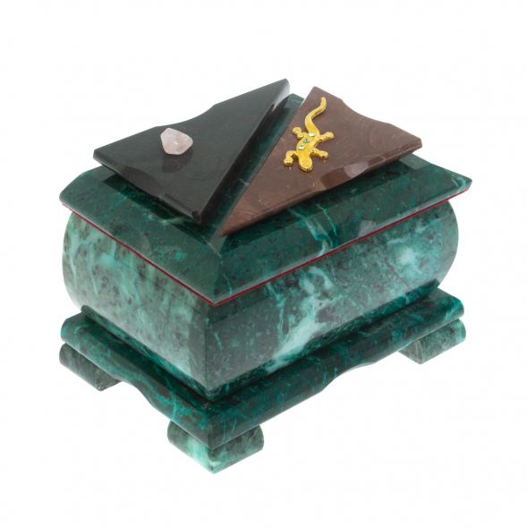 Шкатулка прямоугольная камень змеевик / лемезит 12х8,5х8,5 см 128537