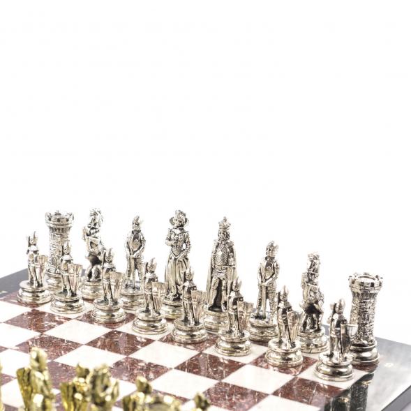 Сувенирные шахматы &amp;quot;Средневековые рыцари&amp;quot; доска 44х44 см мрамор лемезит 121406
