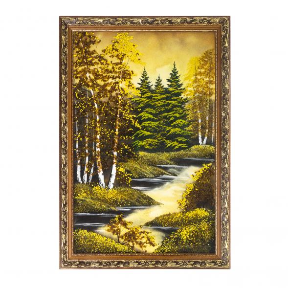 Картина &amp;quot;Осень янтарная&amp;quot; багет 46х66 см, каменная крошка 123546