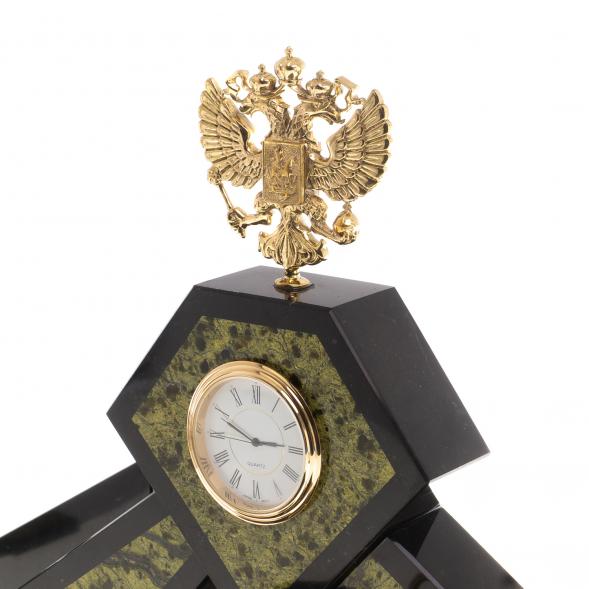 Письменный набор &amp;quot;Герб&amp;quot; с лотком для бумаг А4 и бюваром камень змеевик 124559