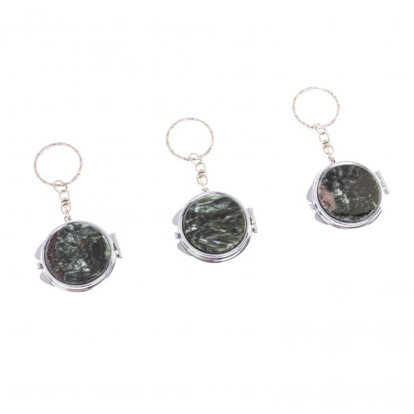 Складное зеркало брелок серафинита круглое 126587