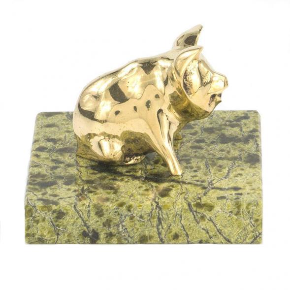 Статуэтка из бронзы и змеевика &amp;quot;Поросенок сидит&amp;quot; 119360
