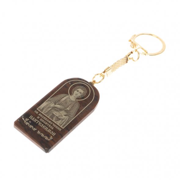 Брелок-оберег арка с молитвой &amp;quot;Св. Пантелеймон&amp;quot; камень обсидиан 128904