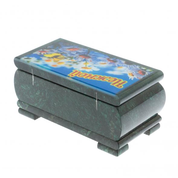 Шкатулка &amp;quot;Ромашки для нежной&amp;quot; из змеевика 16х8х7,5 см 129125