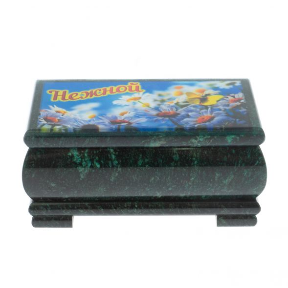 Шкатулка &amp;quot;Ромашки для нежной&amp;quot; из змеевика 16х8х7,5 см 129125