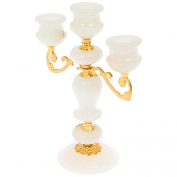 Подсвечник из белого оникса 20,5х10х24 см 129629