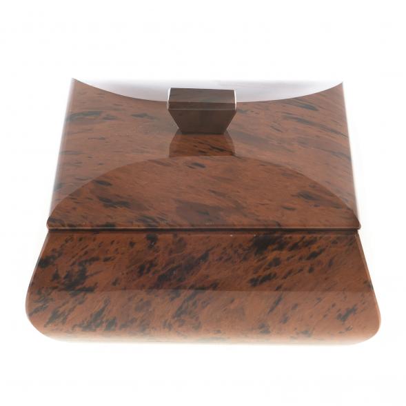 Шкатулка квадратная камень обсидиан коричневый 11,5х11,5х7,5 см 122971