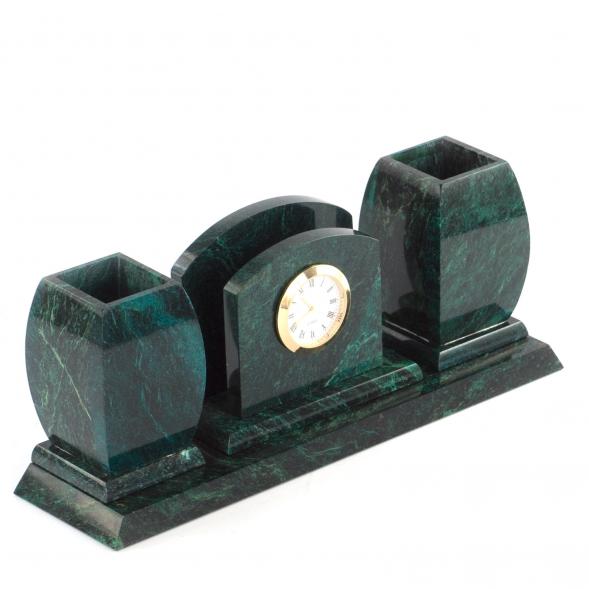 Офисный письменный набор с часами змеевик 113294