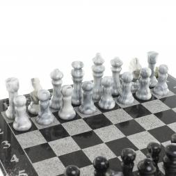 Шахматы с гравировкой "Турнирные" доска 36х36 см змеевик мрамор