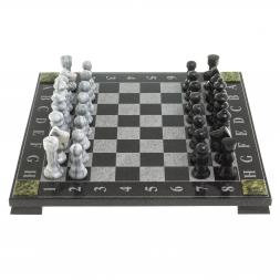 Шахматы с гравировкой "Турнирные" доска 36х36 см змеевик мрамор