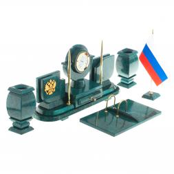 Настольный набор с символикой России из змеевика