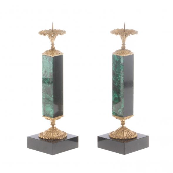 Подсвечники из малахита с бронзой пара 124322